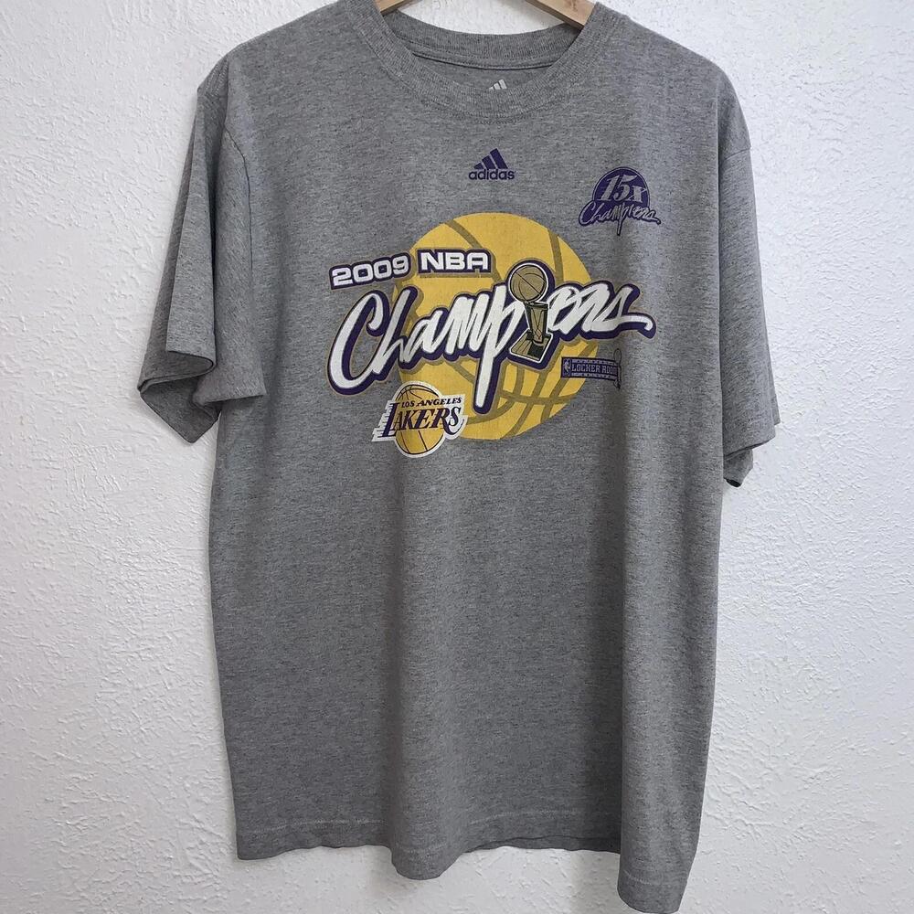 Los Angeles Lakers 2009 Championship Tee Gray T-Shirt Size Medium